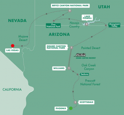 Map showing the Tour regions